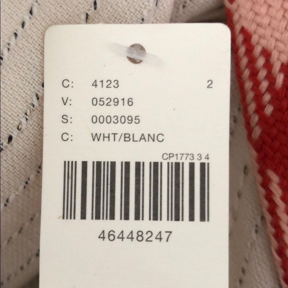 (65% OFF) NWT Textured Sash Tie Jumpsuit Feather Bone Ivory/Red S MSRP $228 - Picture 7 of 10